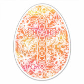 Sticker Aquarelle Oeuf de Pâques Croix orange (Devant)