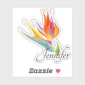 Sticker Aquarelle Oiseau Du Paradis Nom (Feuille)