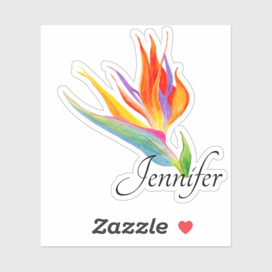 Sticker Aquarelle Oiseau Du Paradis Nom (Feuille)