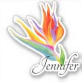 Sticker Aquarelle Oiseau Du Paradis Nom (Devant)