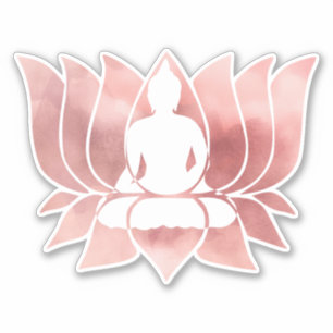 Sticker Aquarelle or rose Texture Bouddha Méditation Zen