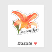 Sticker Aquarelle Orange Nom de la Lys (Feuille)