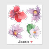 Sticker Aquarelle orchidée. Fleurs tropicales. Floral pour (Feuille)