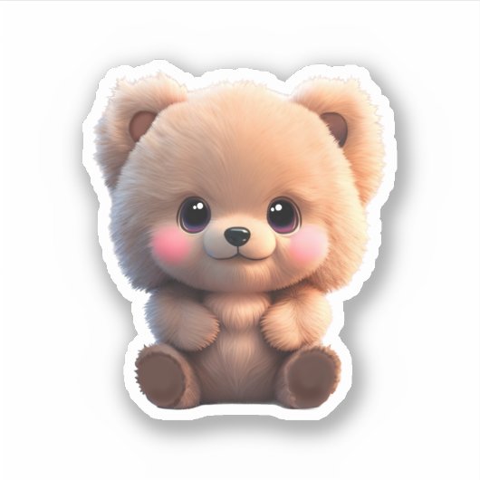 Sticker Aquarelle ours mignon en peluche (Devant)