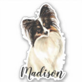 Sticker Aquarelle Papillon Chien Animal Nom Personnalisé (Devant)