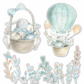 Sticker Aquarelle Pâques Paniers Blanc ou Clair (Devant)