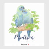 Sticker Aquarelle Parrot mou Oiseau Couple Art (Feuille)