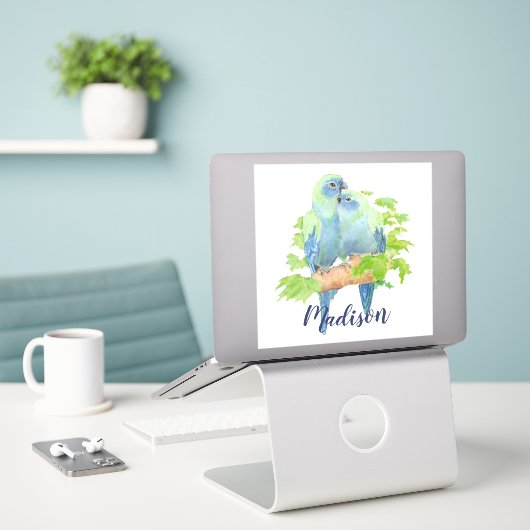 Sticker Aquarelle Parrot mou Oiseau Couple Art (Ordinateur portable sur le bureau)