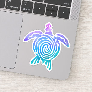 Sticker Aquarelle Pastel Tie Dye Spirale Tortue de mer