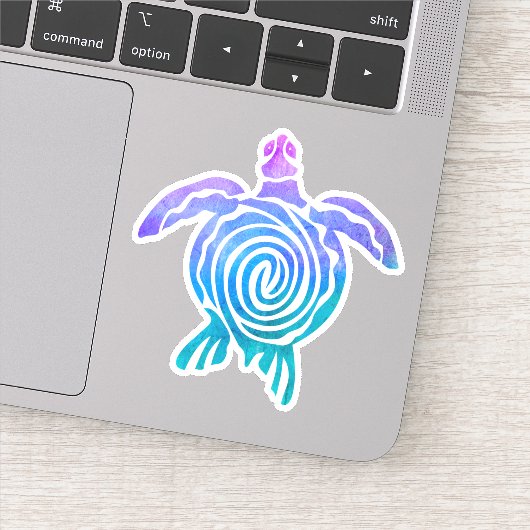 Sticker Aquarelle Pastel Tie Dye Spirale Tortue de mer (Détail)