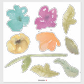 Sticker Aquarelle Peint Fleurs Mix (Feuille)