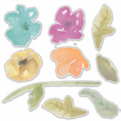 Sticker Aquarelle Peint Fleurs Mix (Devant)