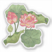 Sticker Aquarelle Peinte à la main élégante rose Lotus (Devant)