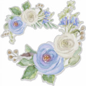 Sticker Aquarelle peinte Ciel bleu et rose blanche Floral (Devant)