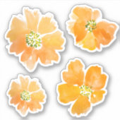 Sticker Aquarelle peinte fleurs de pavot orange (Devant)