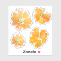Aquarelle peinte fleurs de pavot orange