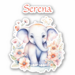 Sticker Aquarelle personnalisée Baby Elephant