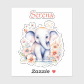 Sticker Aquarelle personnalisée Baby Elephant (Feuille)