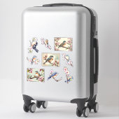 Sticker Aquarelle petits oiseaux sur la branche fleurie (Sur valise)