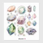 Sticker Aquarelle Pierres Précieuses Et Gemmes Vinyle (Feuille)