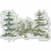 Sticker Aquarelle Pine Forest Mountain Rustique esthétique (Devant)