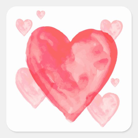 Sticker Aquarelle Pink And Red Hearts (Devant)