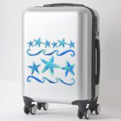 Sticker Aquarelle Plage Décor Côtier Starfish n Waves (Sur valise)