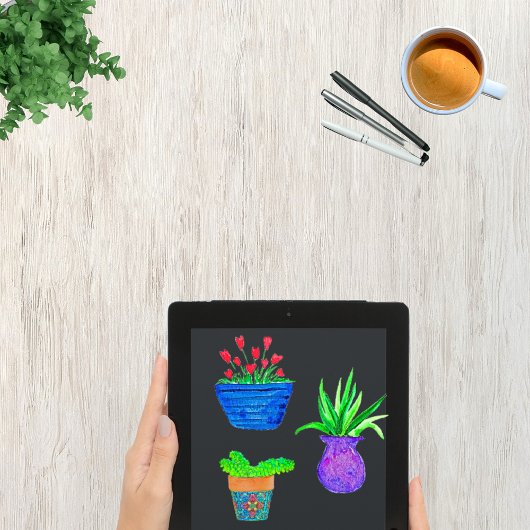 Sticker Aquarelle Poted Plante Botanique Pack