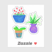 Sticker Aquarelle Poted Plante Botanique Pack (Feuille)