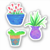 Sticker Aquarelle Poted Plante Botanique Pack (Devant)