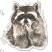 Sticker Aquarelle Raccoon Baisers Baisers Amusant Animal A (Devant)