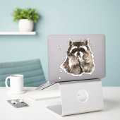 Sticker Aquarelle Raccoon Baisers Baisers Amusant Animal A (Ordinateur portable sur le bureau)