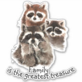Sticker Aquarelle Raccoon Famille Citation Animal Nom Pers (Devant)