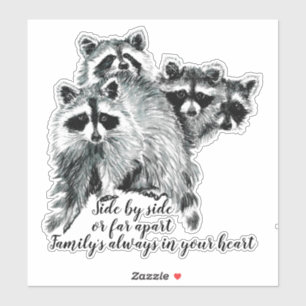 Sticker Aquarelle Raccoon Family Quote Nom personnalisé