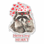 Sticker Aquarelle Raccoon soufflant Baisers Citation amusa (Devant)