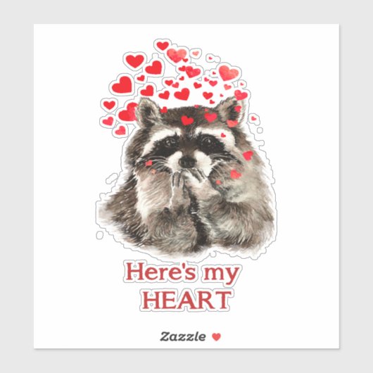 Sticker Aquarelle Raccoon soufflant Baisers Citation amusa (Feuille)