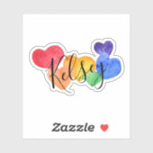 Sticker Aquarelle Rainbow Hearts Nom (Feuille)