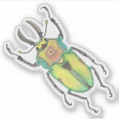 Sticker Aquarelle Rainbow Stag Beetle Love Bug (Devant)