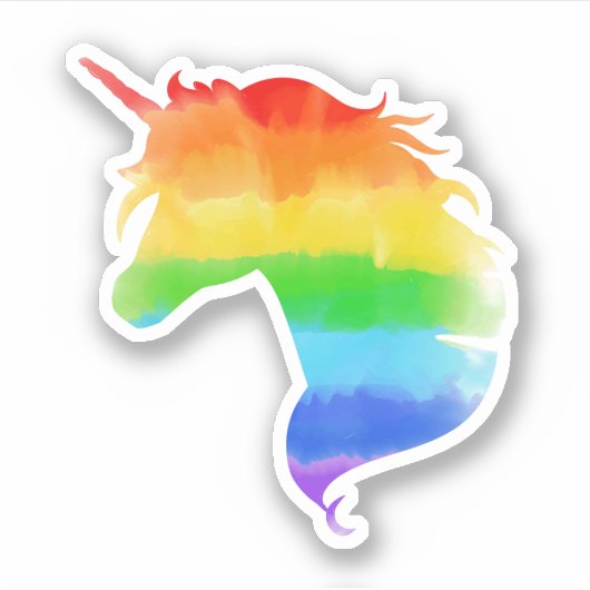Sticker Aquarelle Rainbow Unicorn (Devant)