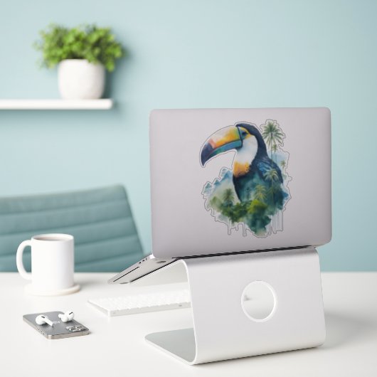 Sticker Aquarelle Rainforest Toucan (Ordinateur portable sur le bureau)