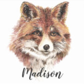 Sticker Aquarelle Red Fox Animal Nature Nom personnalisé (Devant)