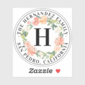 Sticker Aquarelle Ressort Wire Monogramme Famille Entrepri (Feuille)