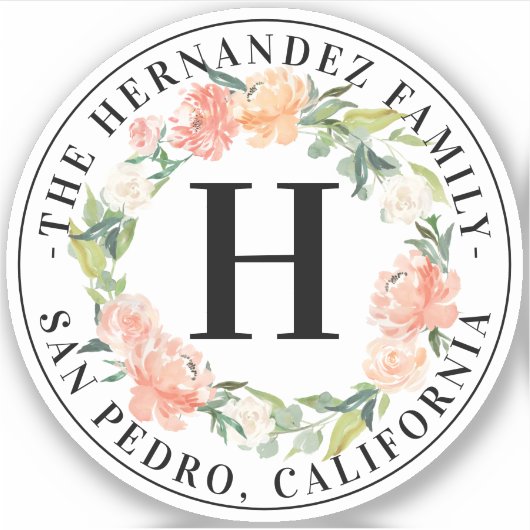 Sticker Aquarelle Ressort Wire Monogramme Famille Entrepri (Devant)