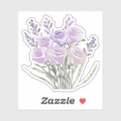 Sticker Aquarelle Rose Lavande étanche (Feuille)
