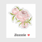 Sticker Aquarelle rose Peony Illustration à main (Feuille)