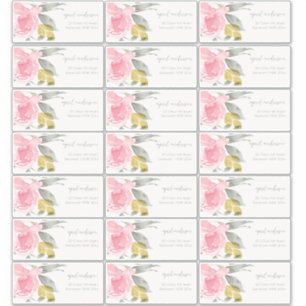 Sticker Aquarelle Rose souple Floral Adresse de l'invité