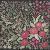 Sticker Aquarelle rouge roses fleurs petit floral vert le (Devant)