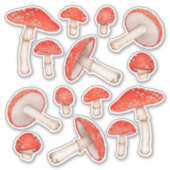 Sticker Aquarelle rouge tachetée Champignons (Devant)
