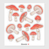 Sticker Aquarelle rouge tachetée Champignons (Feuille)