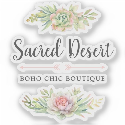 Sticker Aquarelle rustique Succulent Désert Cactus Logo (Devant)